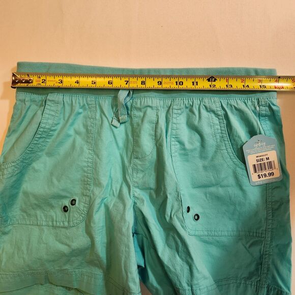 Cg.l.cg Womens Shorts Sz Medium Aqua Blue Green Comfort Waist 5" Inseam Pockets - Picture 11 of 16